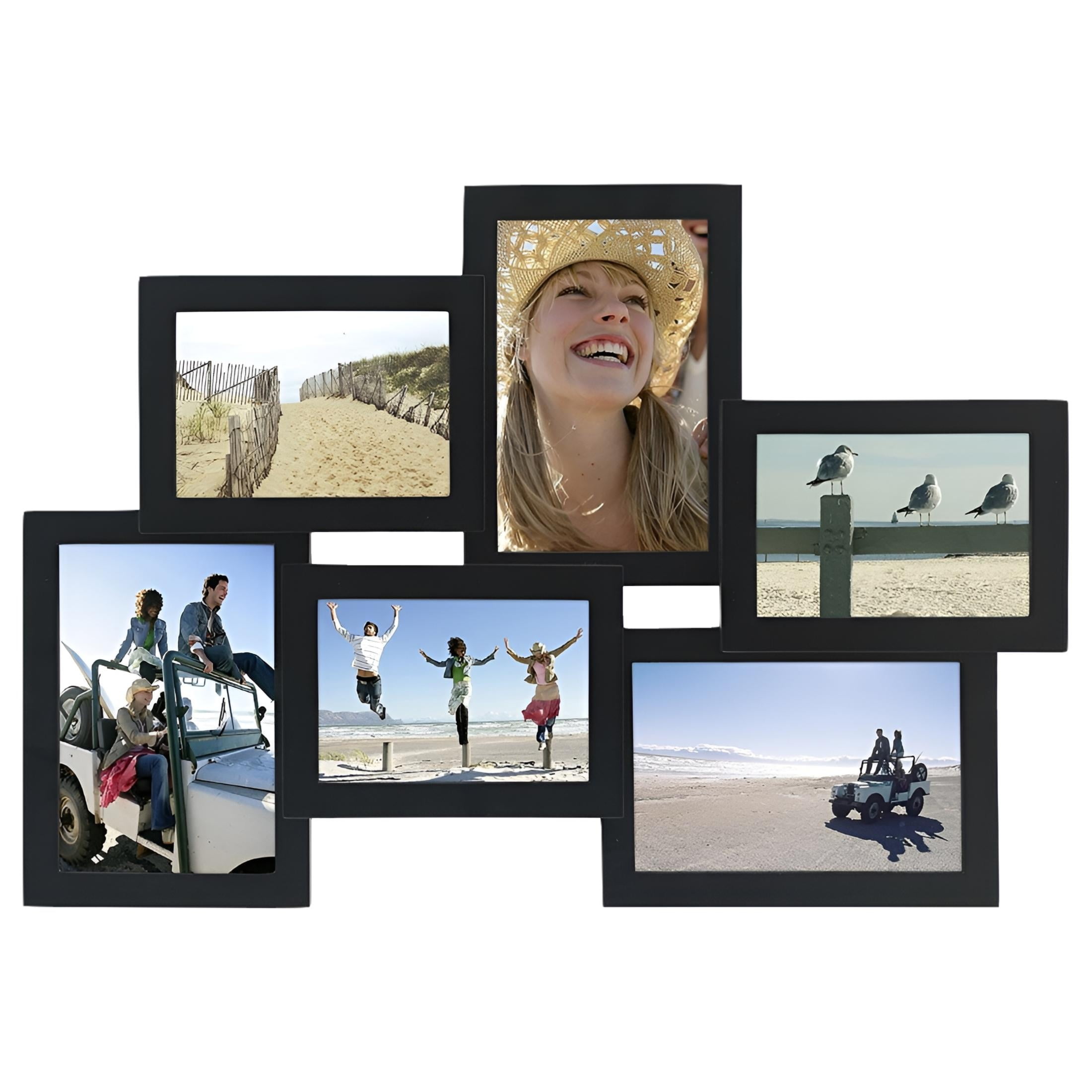 Black Resin Collage Picture Frame with Matted Finish for 6 Photos