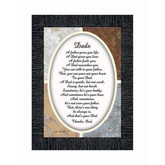 CROSSROADS HOME DCOR Poem Thanking Dad 7 in x 9 in Charcoal Picture Frames