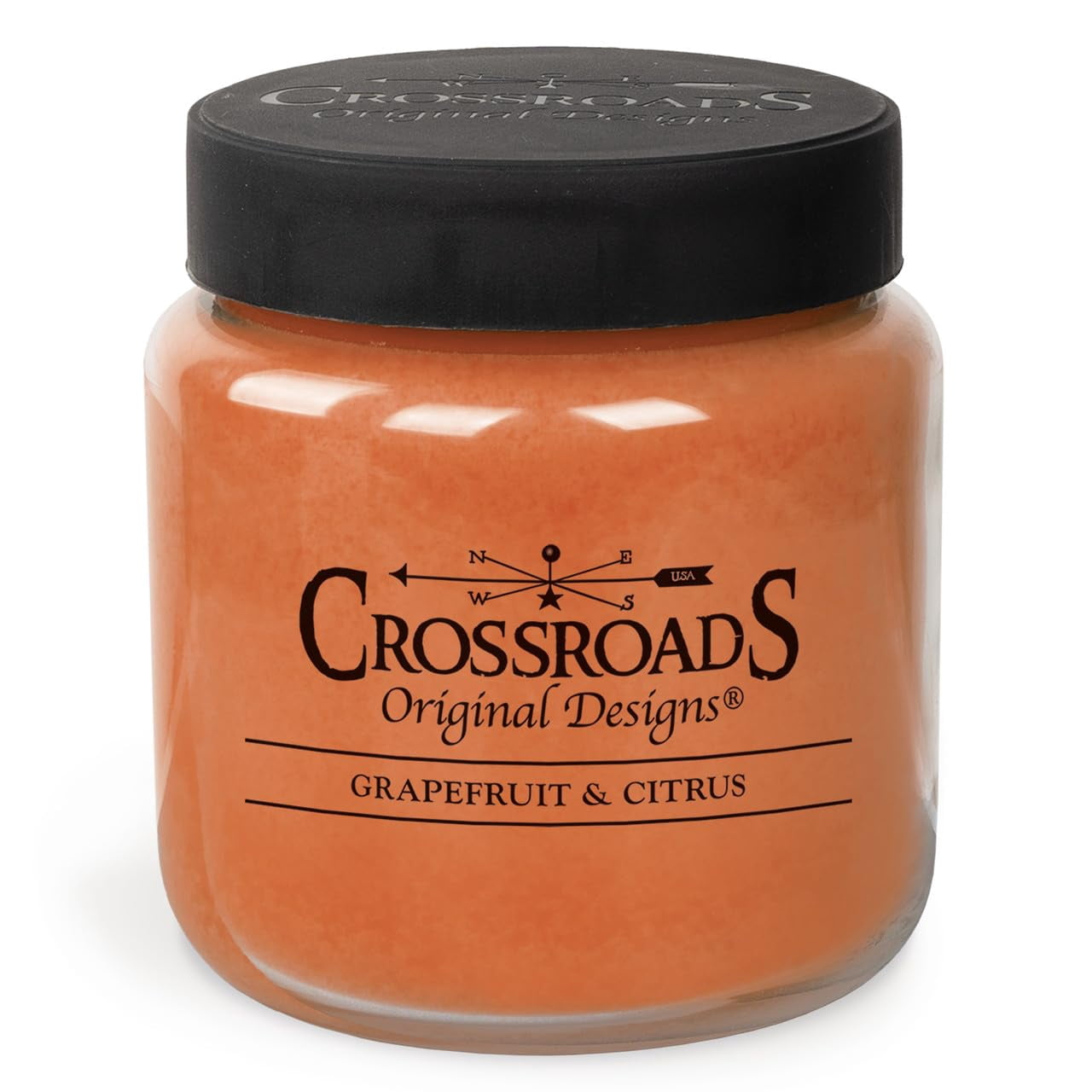 CROSSROADS ORIGINAL DESIGNS Grapefruit and Citrus Scented Jar Candle, 16 Oz, Home Fragrance