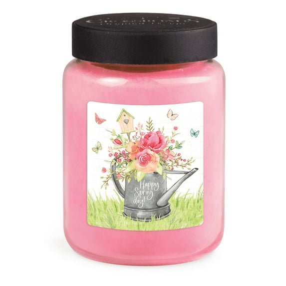 CROSSROADS ORIGINAL DESIGNS Happy Spring Day Watering Can Fresh Cut Roses Scented Jar Candle, 26 Oz, Home Fragrance