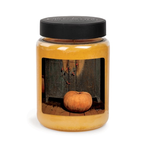 CROSSROADS ORIGINAL DESIGNS Pumpkin in Front of A Cabinet Vanilla Pumpkin Scented Jar Candle, 26 Oz, Home Fragrance