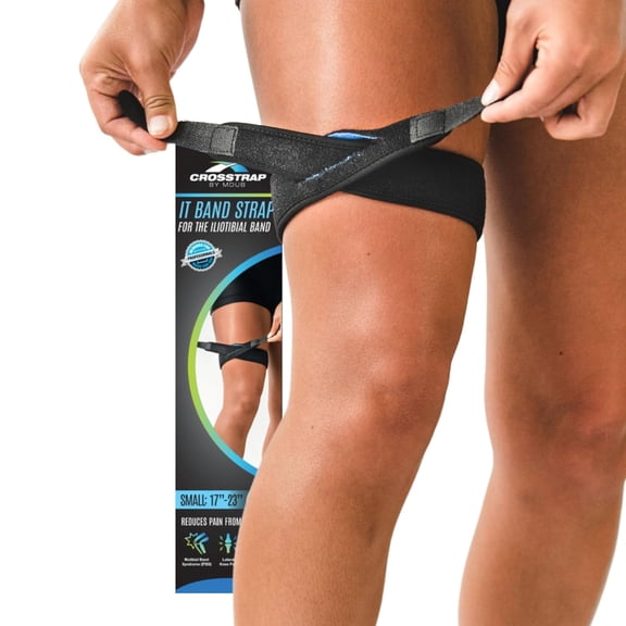 CROSSTRAP Thigh Strap for Men & Women, Adjustable IT Band Compression Wrap, Hamstring & Knee Support Brace, Small