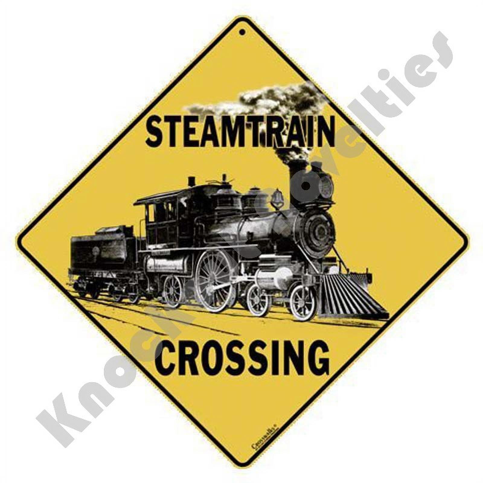 Steam Train Crossing Yellow Aluminum Wall Mount Sign