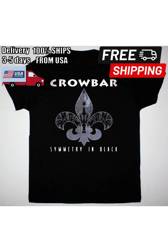 CROWBAR SYMMETRY IN BLACK T-Shirt Short Sleeve Black Cotton Men S to 5XL