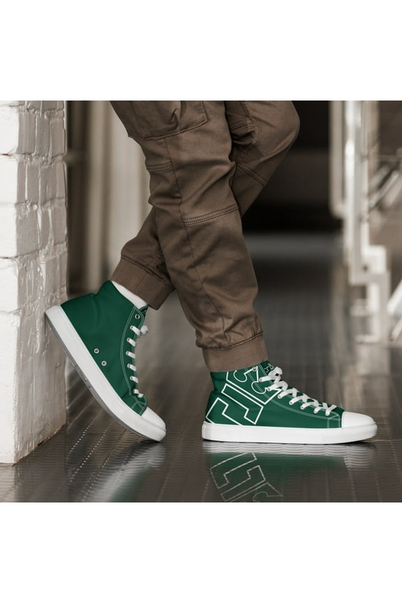 CROWN BIG TIME GREEN Men’s high top canvas shoes (12.5)