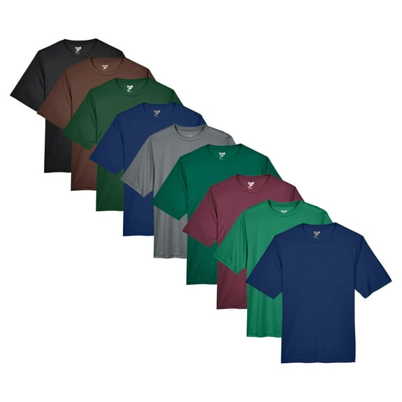 Crown Craze® Men's Zone Performance T-Shirt, 3.5 oz. 100% Polyester Interlock Bulk Tee, Assorted Short Sleeve Crewneck Plain Tees, Mixed Color Solid T-shirts (Dark Color 9 Pack, 4XL)
