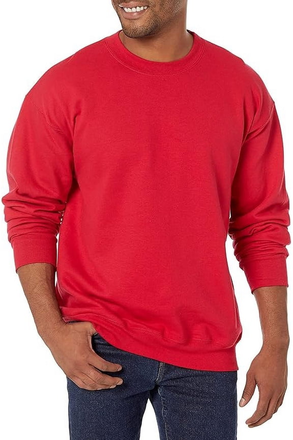 Unisex Adult Fleece Crewneck Sweatshirt Classic Fit Heavy Blend Pullover Sweater for Men & Women (Red, XS)