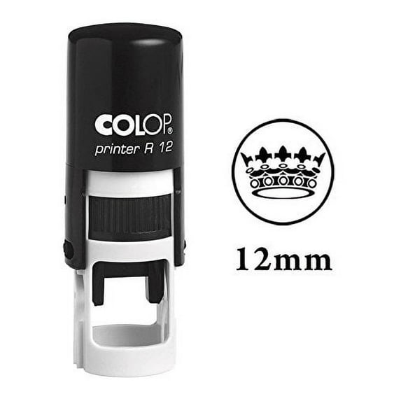 CROWN DESIGNSelf Inking Mini Rubber Stamp Colop Round Decorative Teachers Stamps 12mm