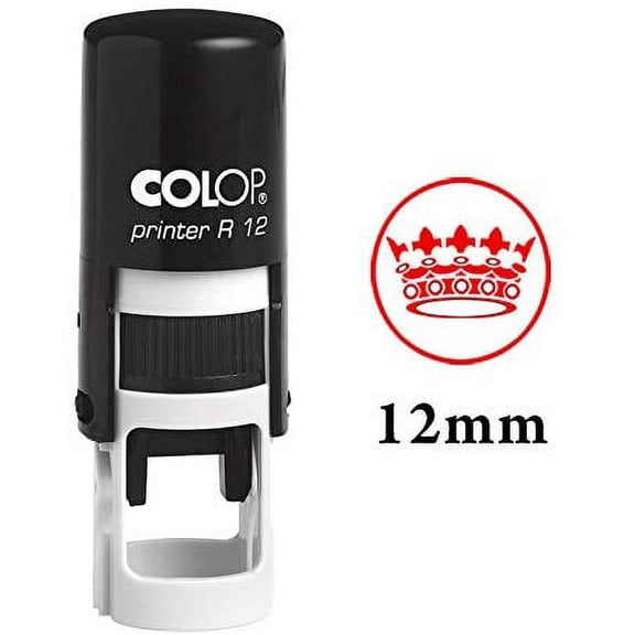 CROWN DESIGNSelf Inking Mini Rubber Stamp Colop Round Decorative Teachers Stamps 12mm