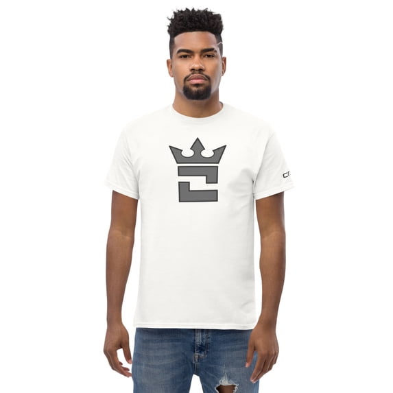 CROWN DOUBLE GRAY Men's classic tee (White, L)