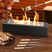 EAST FLAME Metal Rectangle Tabletop Fire Pit, Protable Fireplace Smores Maker with 4 Roasting Sticks,Gift for Christmas