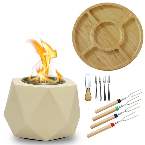 CROWN FIRE S'Mores Maker Kit & Charcuterie Serving Set, Includes 4 Extendable Roasting Sticks, Cheese Knife & Bamboo Tray, Gift for Houswarmings
