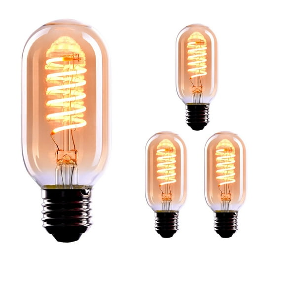 CROWN LED Warm White 3 Piece Pack of 3 Edison Bulbs, E26 Base, Dimmable, 40W Equivalent, 1800K Vintage Filament Lamps