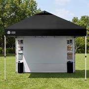 CROWN SHADES 10'x10' One Push Pop Up Canopy Tent with Pocket Sidewalls Shade for Outdoor Events Black