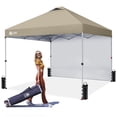 thumbnail image 1 of CROWN SHADES 10'x10' Instant Canopy Tent with 1 Sidewall with One Push Setup Sun Shelter for Events Parties Beige, 1 of 8
