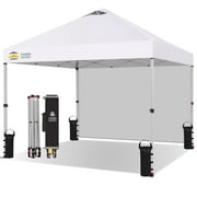CROWN SHADES 10'x10' Instant Canopy Tent with 1 Sidewall with One Push Setup Sun Shelter for Events Parties White