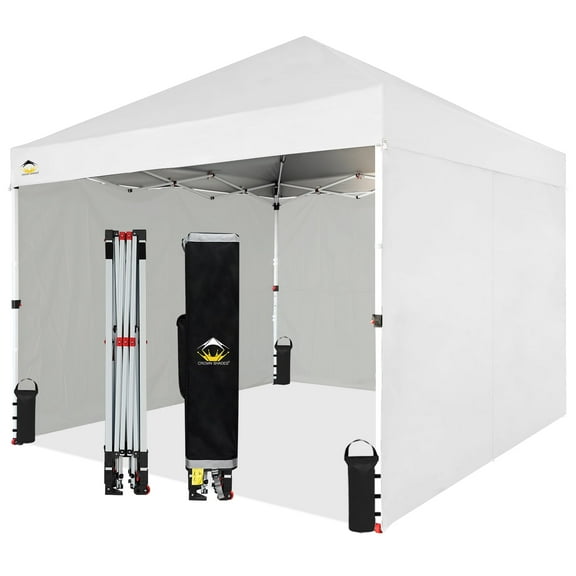 CROWN SHADES 10X10 Comercial Instant Canopy Pop Up Tent with Center Lock 4 Sidewalls White