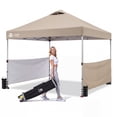 thumbnail image 1 of CROWN SHADES 10x10 Ez Pop Up Canopy Tent, Outdoor Sun Shade Shelter Canopy, One Push Setup with 2 Half Sidewalls, UPF50+, STO 'N Go Bag, Beige, 1 of 8