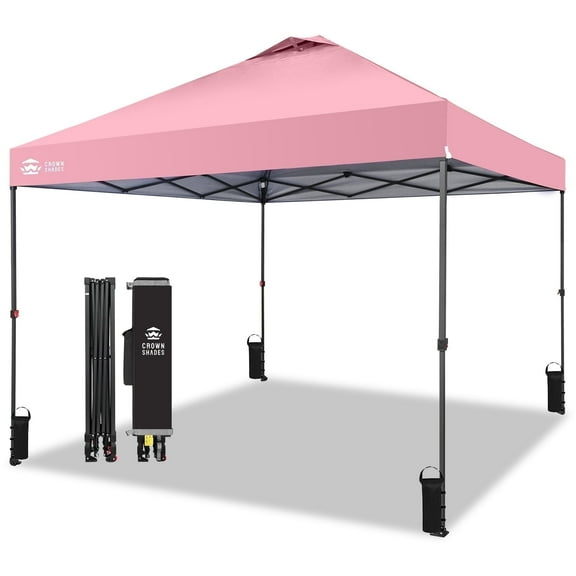 CROWN SHADES 10x10 Pop Up Canopy Patented Center Lock One Push Instant Outdoor Canopy Tent Pink