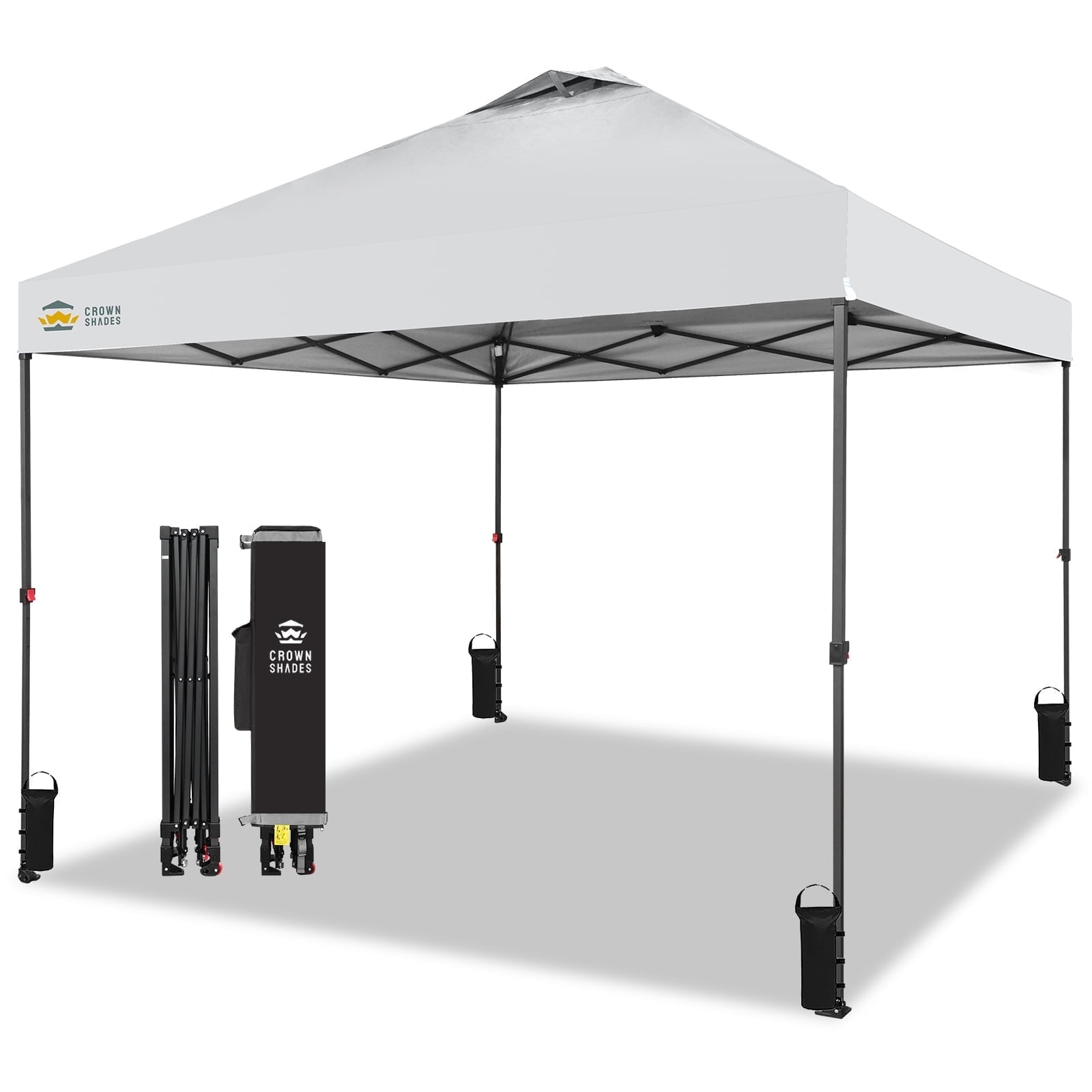 Walmart Deals of CROWN SHADES 10x10 Pop Up Canopy Patented Center Lock One Push Instant Outdoor Canopy Tent White