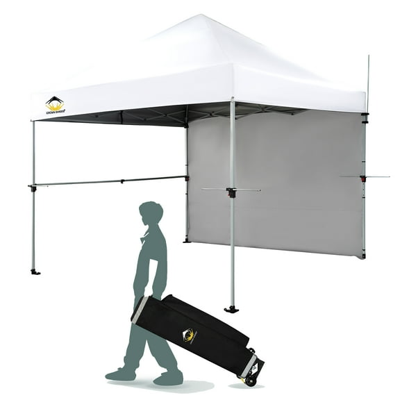 CROWN SHADES 10x10 Pop Up Canopy Tent with 1 Comercial Kit, Instant Commercial Tent with Patended Centerlock White