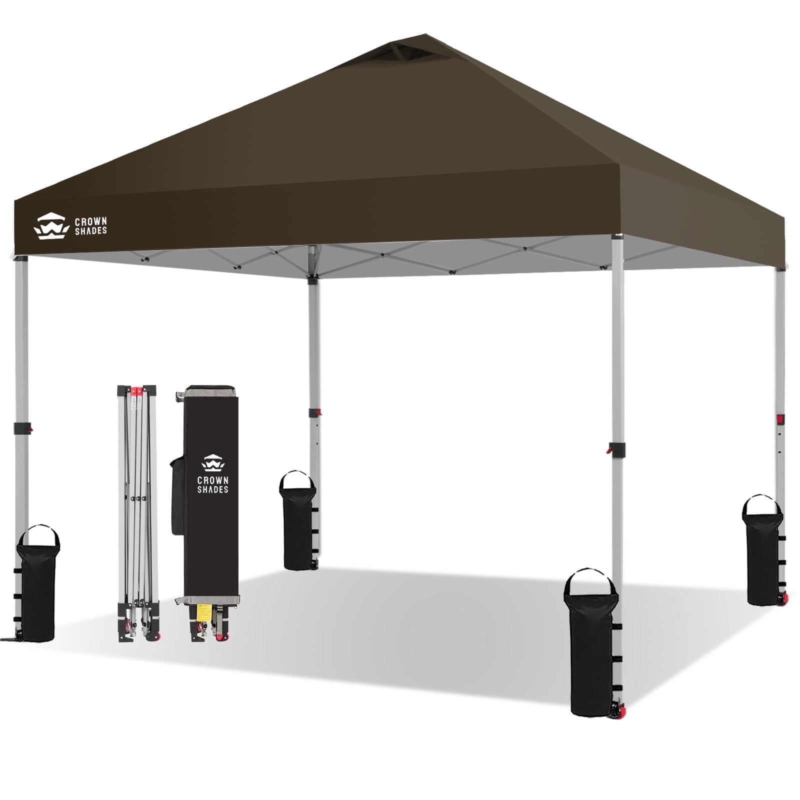 CROWN SHADES 10x10 Pop Up Canopy Tent with One Push Setup Easy Outdoor Sun Shade for Events, Parties, Camping Coffee