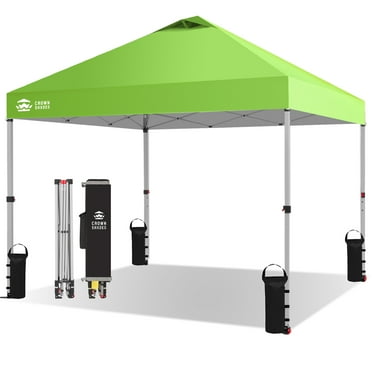 CROWN SHADES 10x10 Pop Up Canopy Tent with One Push Setup Easy Outdoor Sun Shade for Events, Parties, Camping Green