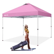 CROWN SHADES 10x10 Pop Up Canopy Tent with One Push Setup Easy Outdoor Sun Shade for Events, Parties, Camping Pink