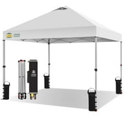 CROWN SHADES 10x10 Pop Up Canopy Tent with One Push Setup Easy Outdoor Sun Shade for Events, Parties, Camping White
