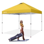CROWN SHADES 10x10 Pop Up Canopy Tent with One Push Setup Easy Outdoor Sun Shade for Events, Parties, Camping Yellow