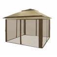thumbnail image 1 of CROWN SHADES 11 x 1 Foot Pop Up Gazebo Canopy Shelter, Outdoor Canopy w/ 4 Mosquito Net Sidewalls, Push Center Lock, and Wheeled Carry Bag, Beige/Coffee, 1 of 7
