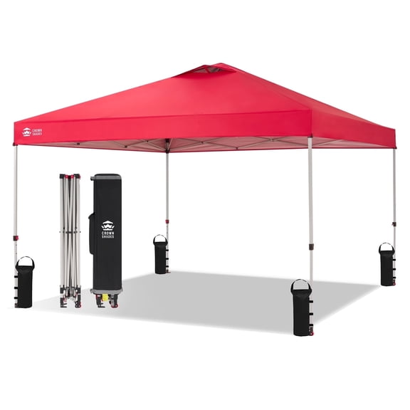 CROWN SHADES 12x12 Pop Up Canopy Outside Canopy Patented One Push Setup Tent Canopy Sun Shade Red