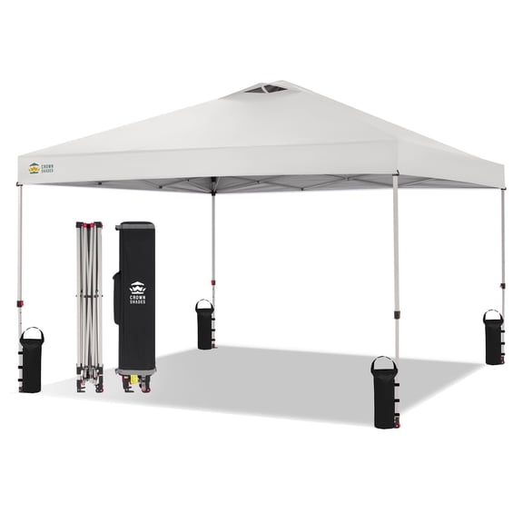 CROWN SHADES 12x12 Pop Up Canopy Outside Canopy Patented One Push Setup Tent Canopy Sun Shade White