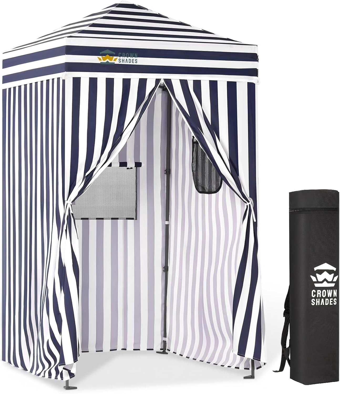 CROWN SHADES 4x4 Pop Up Changing Tent Patented One Push Setup Portable Changing Room Privacy Canopy for Camping Bule/White