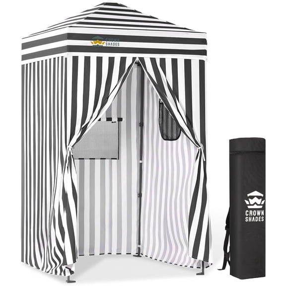CROWN SHADES 4x4 Pop Up Changing Tent Patented One Push Setup Portable Changing Room Privacy Canopy for Camping Gray/White