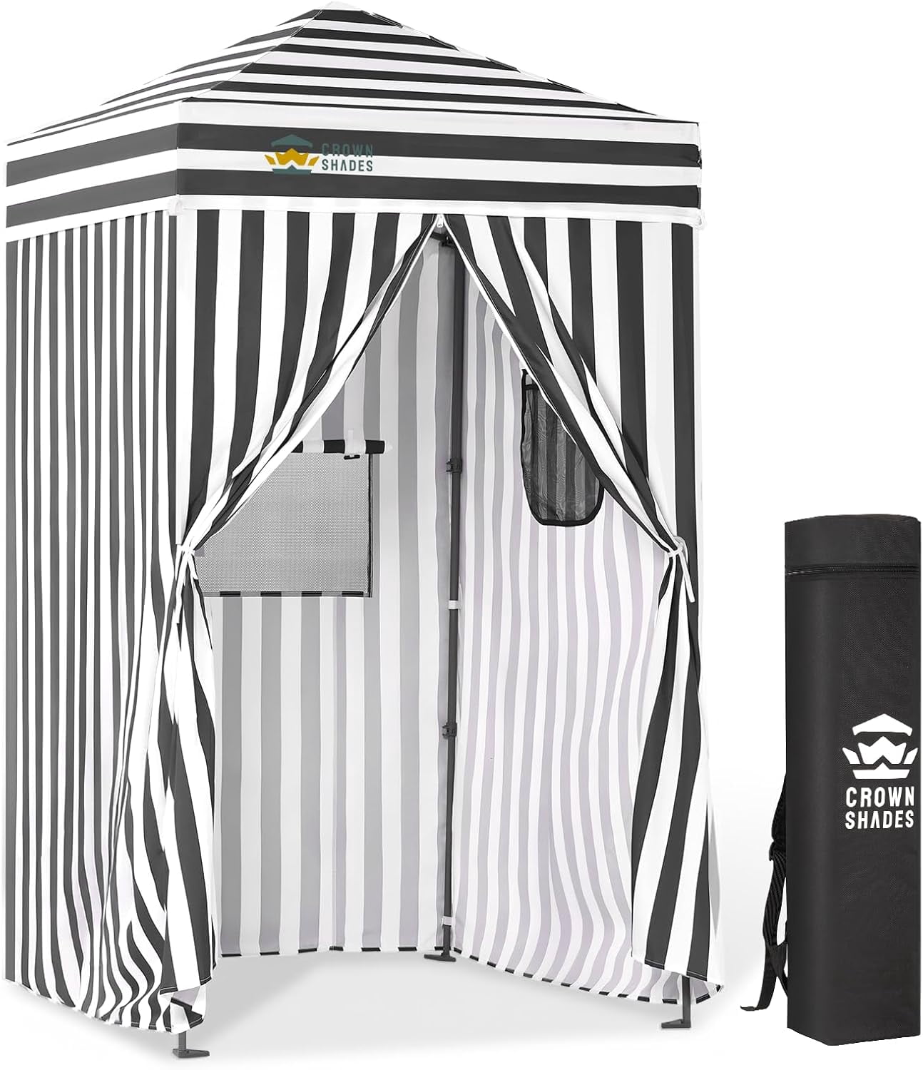 CROWN SHADES 4x4 Pop Up Changing Tent Patented One Push Setup Portable Changing Room Privacy Canopy for Camping Gray/White