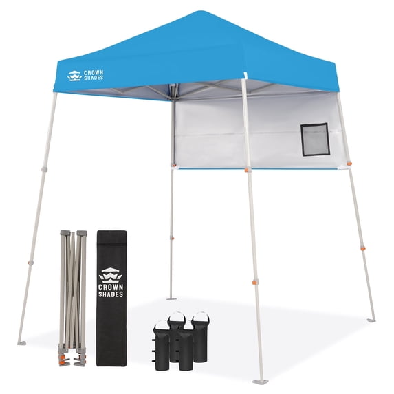 CROWN SHADES 5x5 Pop Up Canopy Tent Outdoor Canopy Tent Slanted Leg Instant Shelter with Carry Bag Sky Blue