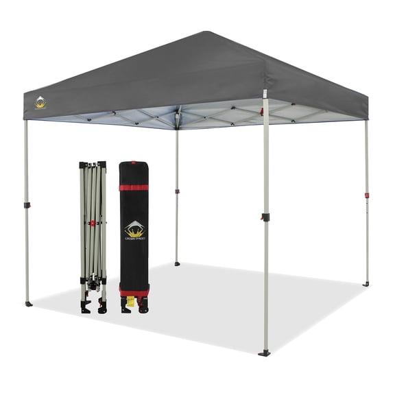 CROWN SHADES 8x8 Pop Up Canopy with One Push Setup Easy Outdoor Sun Shade for Events Parties Camping Gray