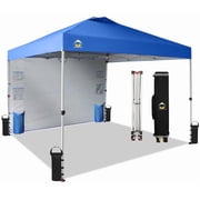 CROWN SHADES 10x10 Pop Up Canopy Tent with Pocket Sidewalls One Push Setup for Outdoor Events, Blue