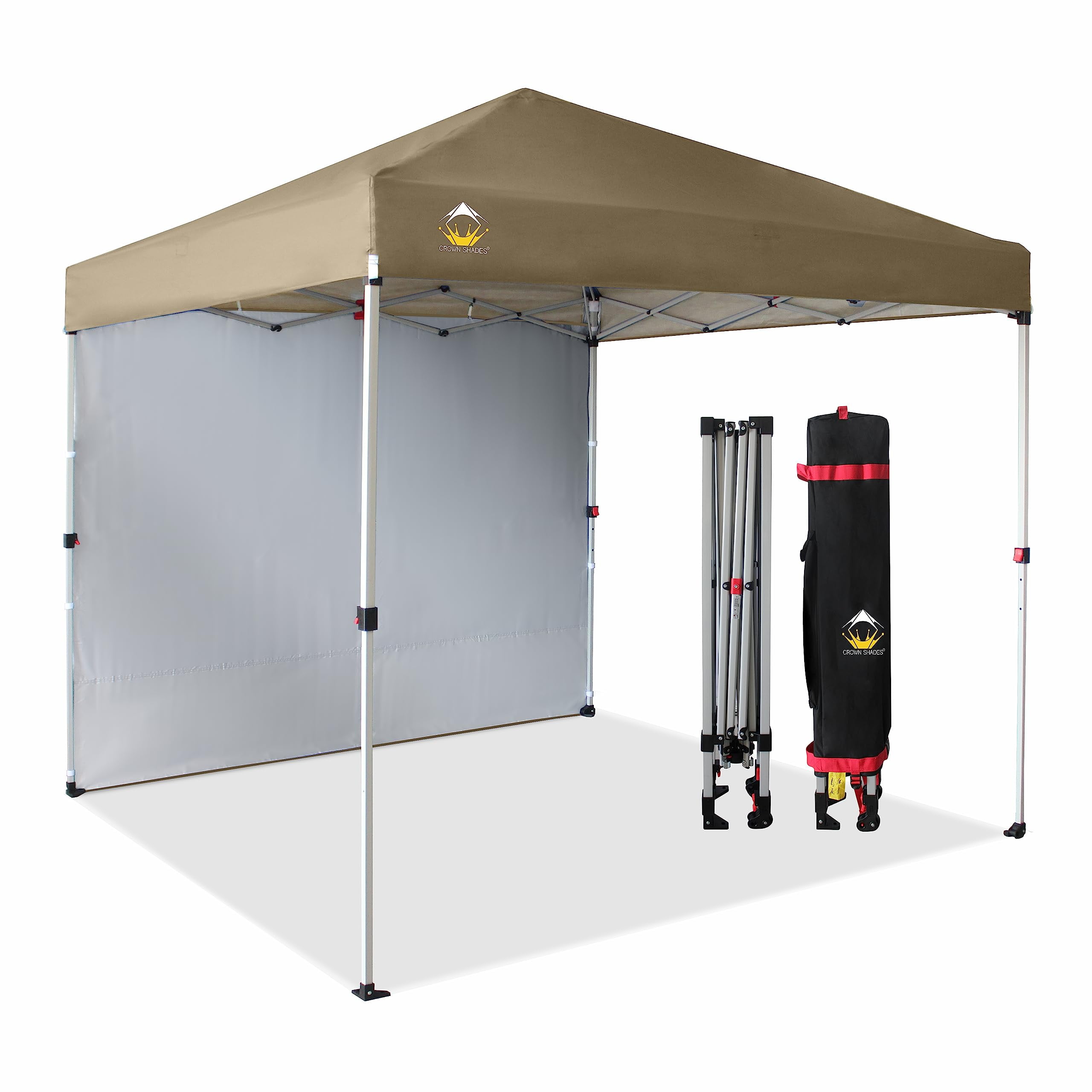 Beige 8x8 Pop Up Canopy Tent with Side Wall