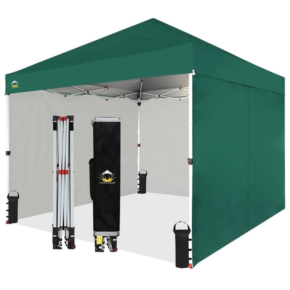 CROWN SHADES 10X10 Comercial Instant Canopy Pop Up Tent with Center Lock 4 Sidewalls Forest Green