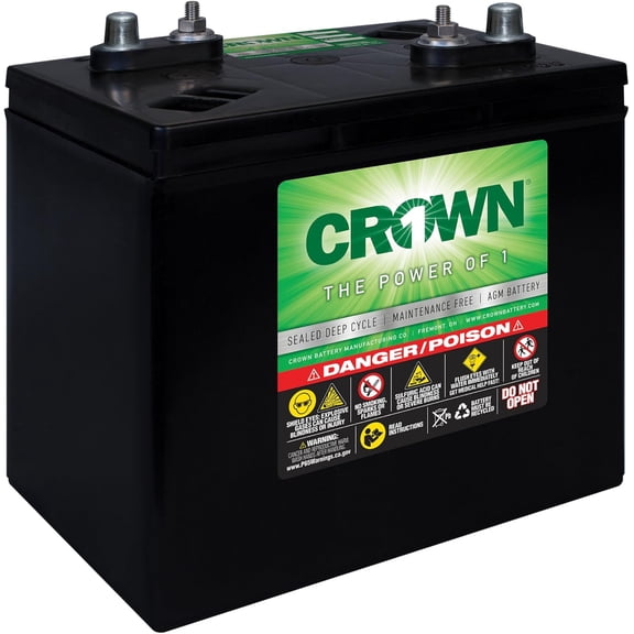 CROWN1 6CRV220 Maintenance Free 6V 220Ah AGM Sealed Deep Cycle Battery, BCI Group GC2