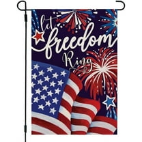 CROWNED BEAUTY 4th of July Patriotic Garden Flag Let Freedom Ring 12x18 Inch Double Sided Memorial Independence Day Outside American Flag Fireworks Small Yard Decoration
