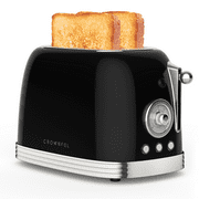 CROWNFUL 2-Slice Toaster with Extra Wide Slots, Retro Stainless Steel, 6-Shade Settings, Removal Crumb Tray