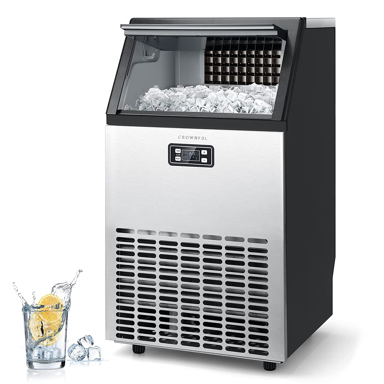 CROWNFUL Commercial Ice Maker 100Lbs/24H with 33Lbs Bin – vevoria