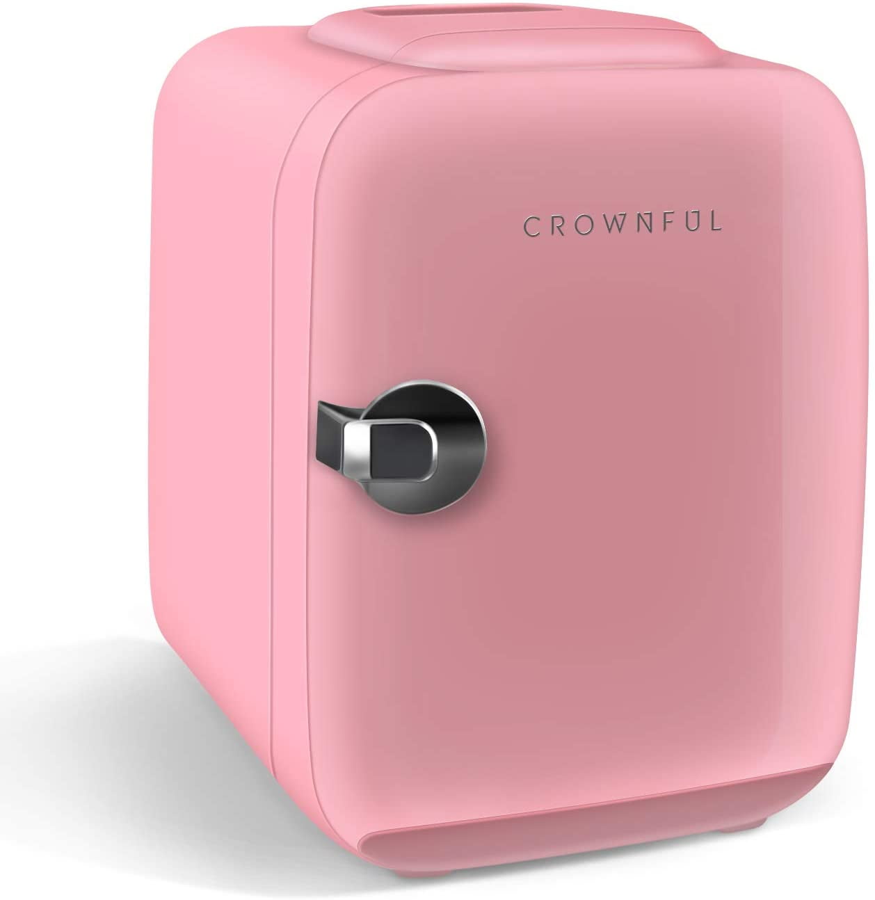 Crownful 4Liter/6 Can Portable Cooler and Warmer Mini Fridge (Pink)