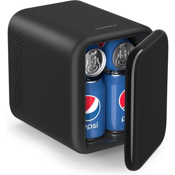 CROWNFUL Mini Fridge, 4 Liter/6 Cans Portable Skincare Fridge, AC/12V DC Cooler and Warmer Personal Refrigerator