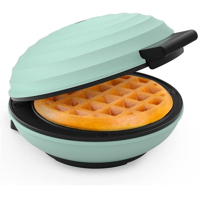 CROWNFUL Mini Waffle Maker Machine, 4 Inches Portable Small Compact Design,  Non-Stick, Green 