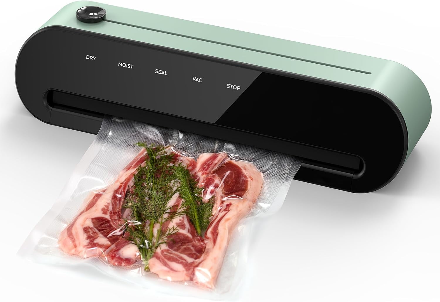 CROWNFUL Vacuum Sealer Machine, Automatic One Touch Operation Food Sealer with Dry & Moist Modes, Built-in Cutter, External Suction Tube, Removable Drip Tray