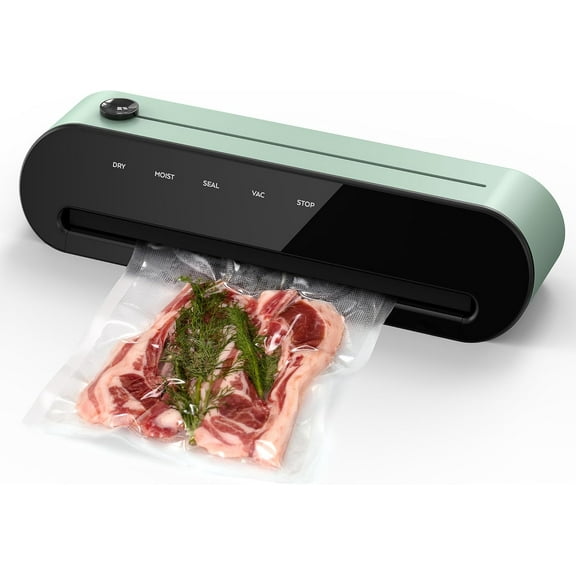 CROWNFUL Vacuum Sealer Machine, Automatic One Touch Operation Food Sealer with Dry & Moist Modes, Built-in Cutter, External Suction Tube, Removable Drip Tray